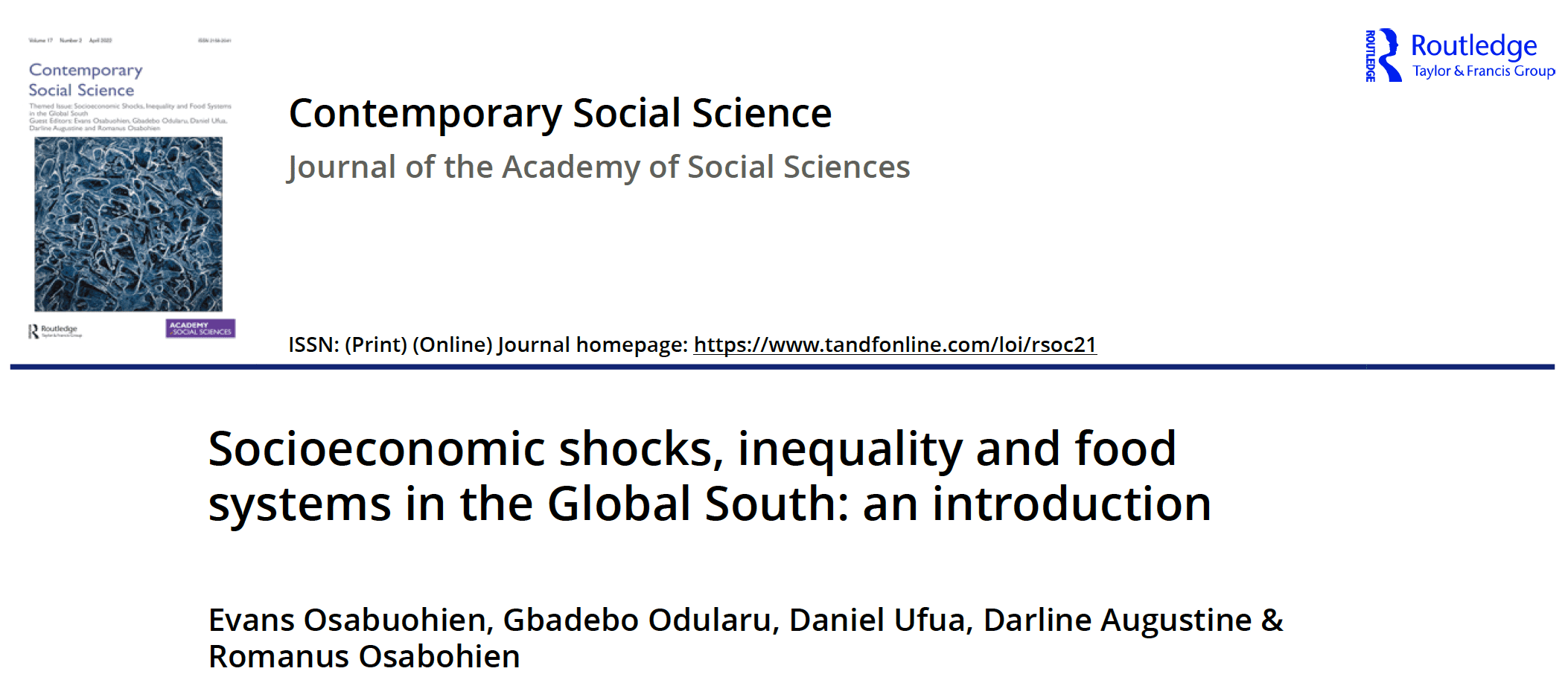 Socioeconomic shocks