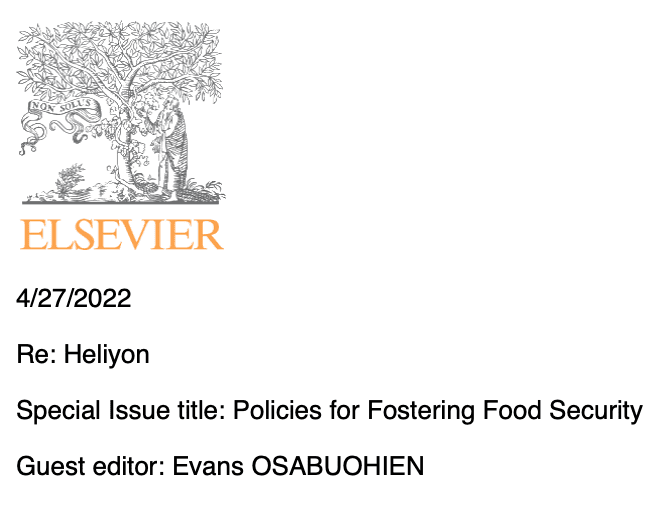 Read more about the article Prof Evans Osabuohien Leads Special Issue for Elsevier Journal